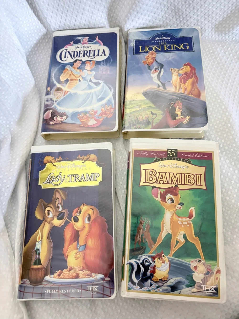 Lot of 4 Vintage Disney VHS Tapes - Lion King, Cinderella Lady & The Tramp Bambi - Picture 2 of 3